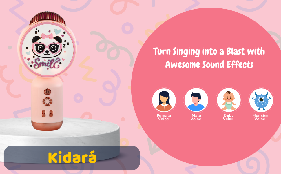 Panda Pop Music Toy with Mic | Bluetooth, Rechargeable  | Ages 4-10+ (Pink)