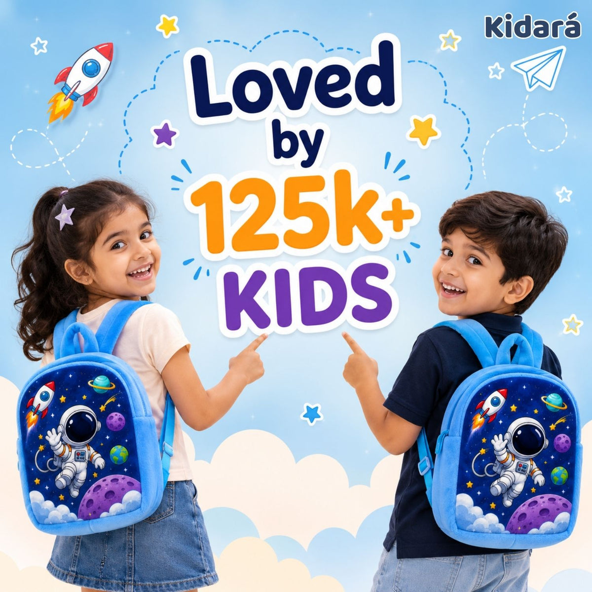 Kidara Astronaut Plush Plush Kids Backpack (Blue)