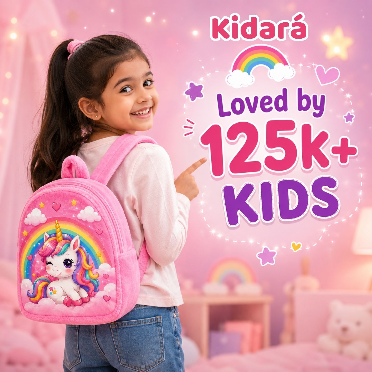 Kidara Plush Kids Backpack (Pink)