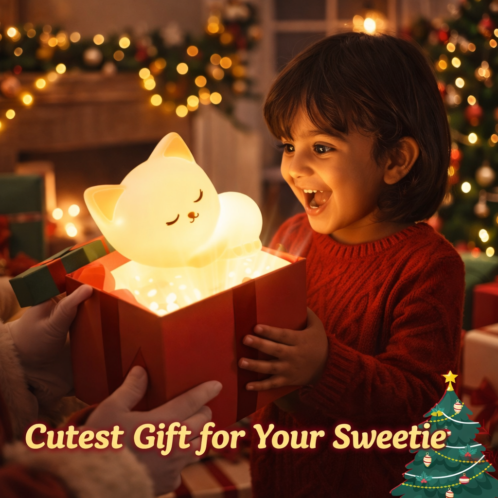 Kidara Sleeping Cat Silicone LED Night Light for Kids