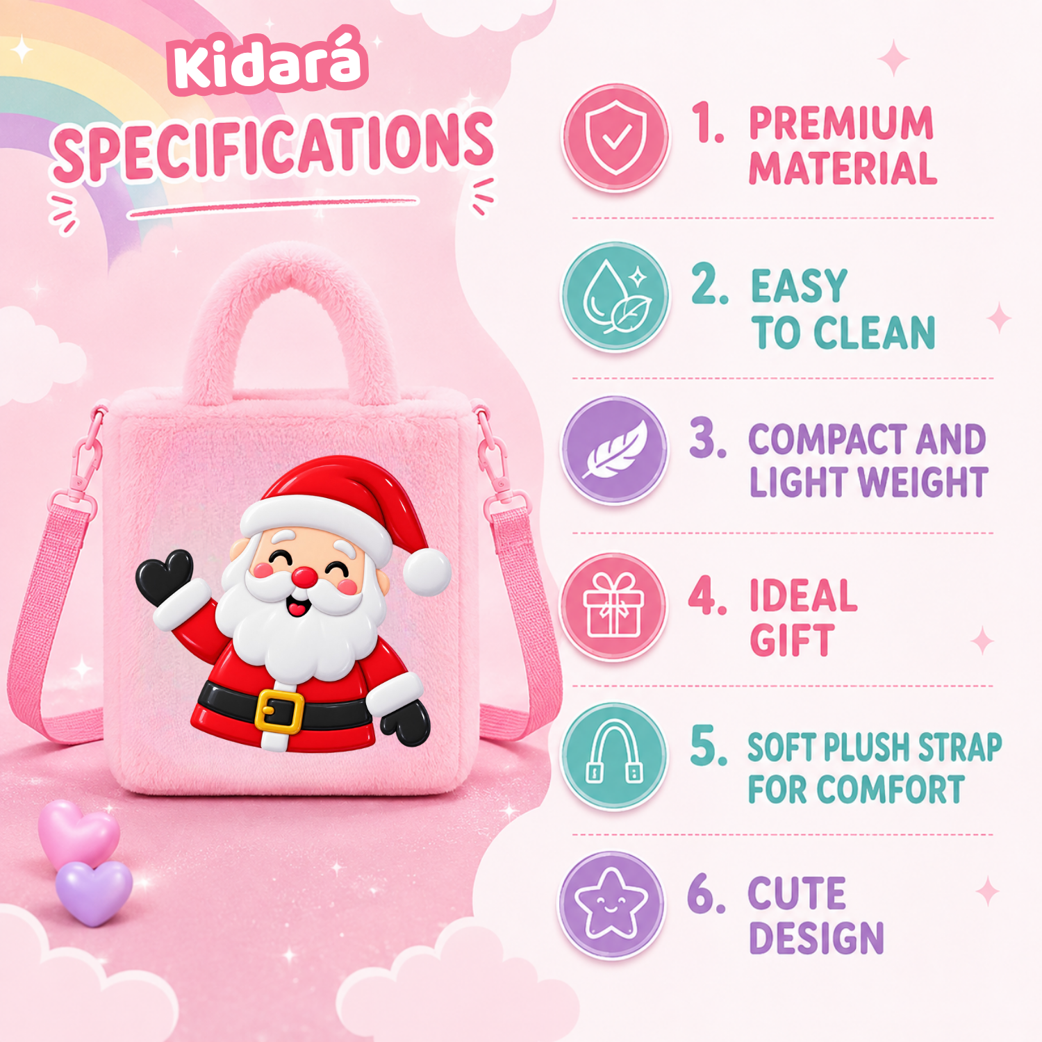 Kidara Christmas Santa Kids Fur Sling Bag