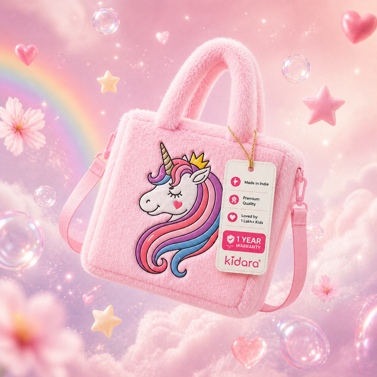 π Kidara Unicorn Toddler Bag | Cute Fur Crossbody Sling Bags Gift for Girls (Pink)