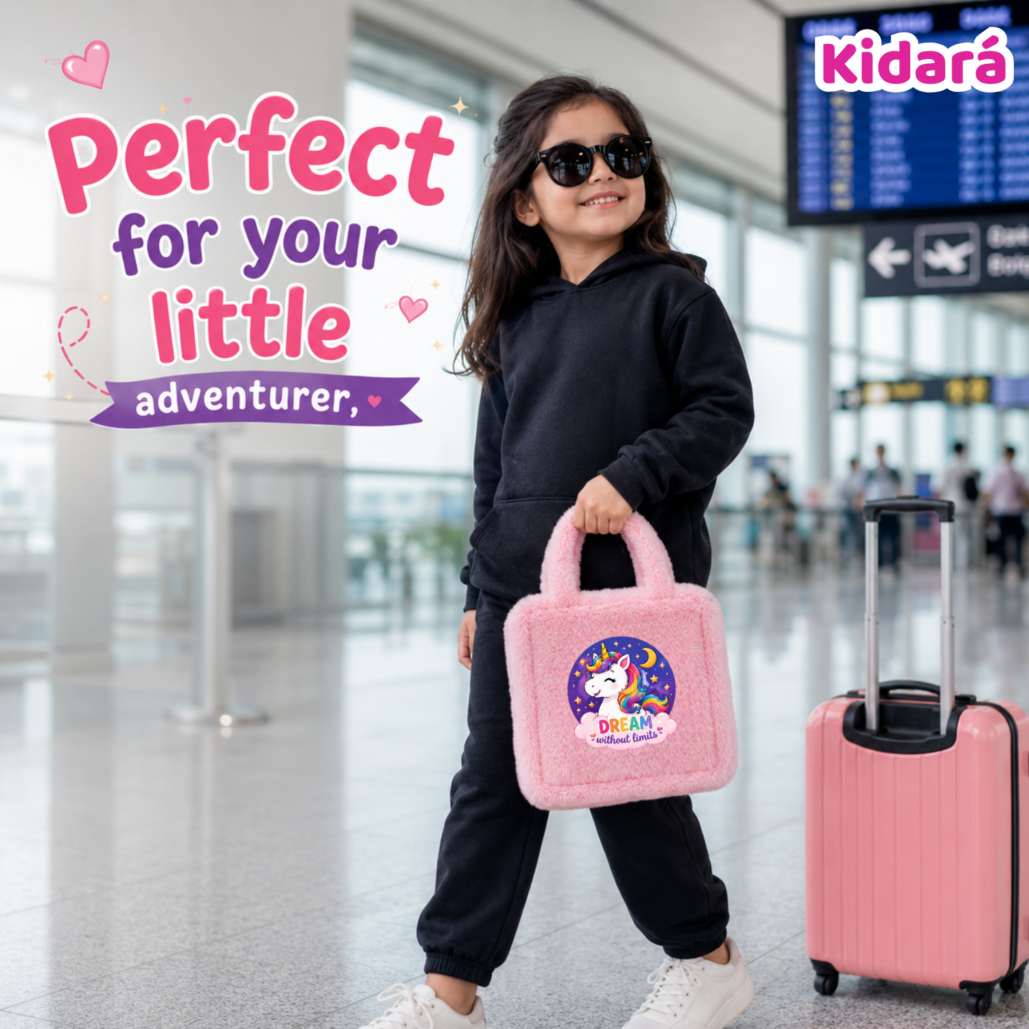 Kidara Dream Without Limits Unicorn Fur Kids Sling Bag (Pink)