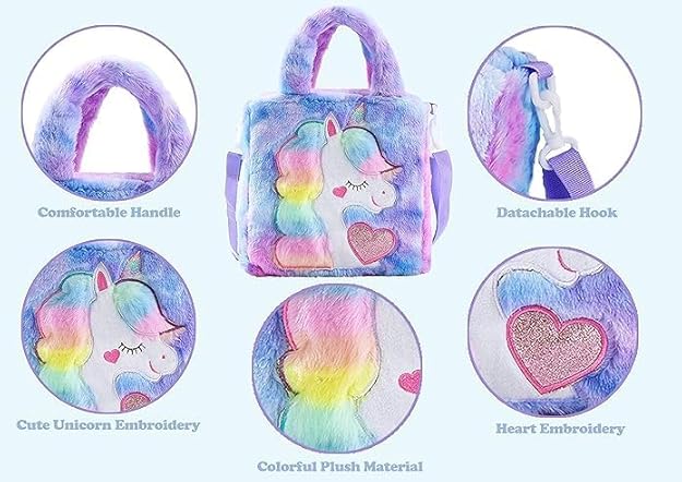 π Kidara Unicorn Toddler Bag | Cute Crossbody Sling Bag for Kids (Purple)