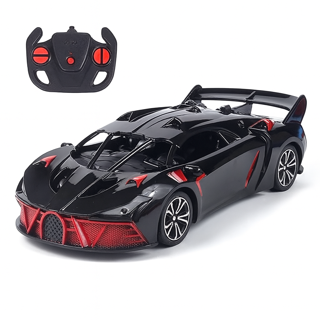 Kidara High-Speed RC Car | Rechargeable with LED Lights & Type-C Charging (Black & Red)