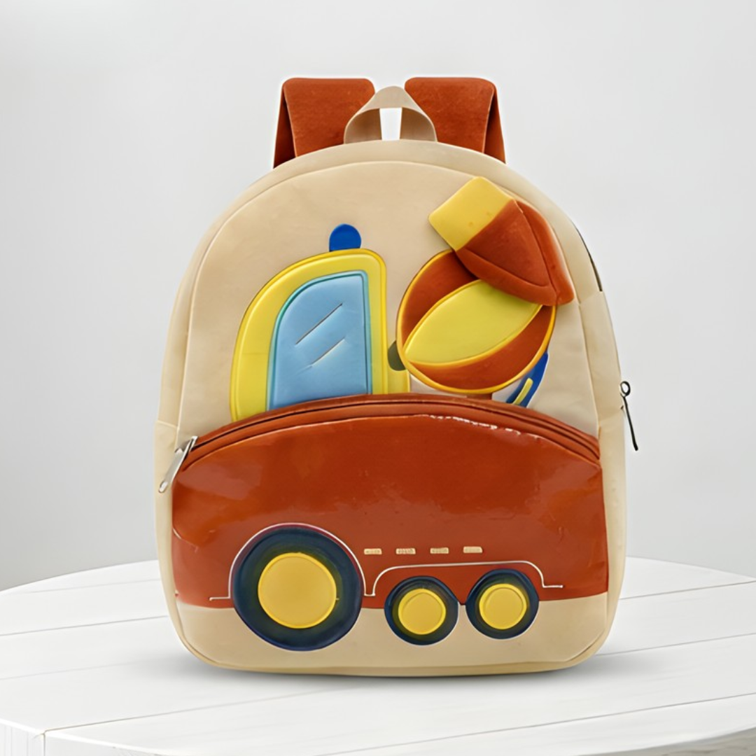Kidara Preschool Soft Plush Car Bag for Toddlers, Mini Travel Full Embroidery Backpack