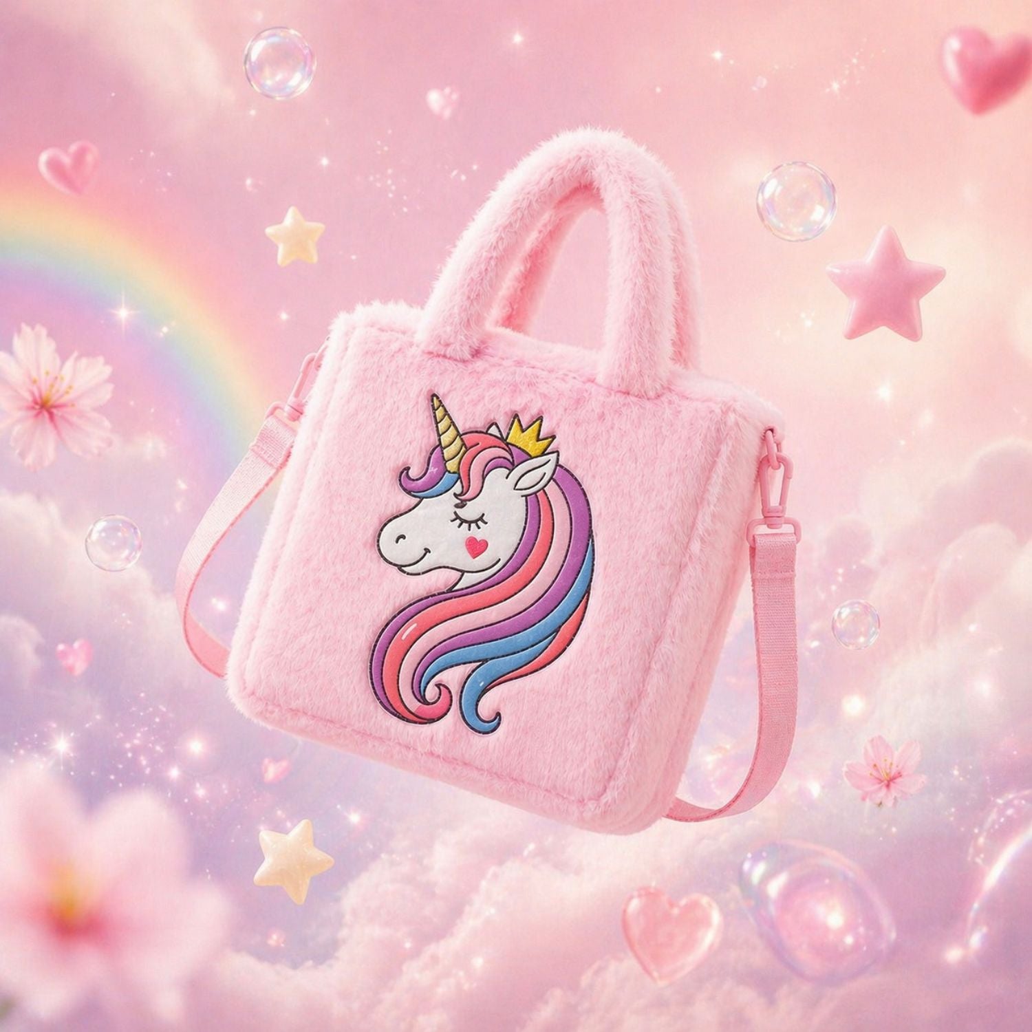 π Kidara Unicorn Toddler Bag | Cute Fur Crossbody Sling Bags Gift for Girls (Pink)