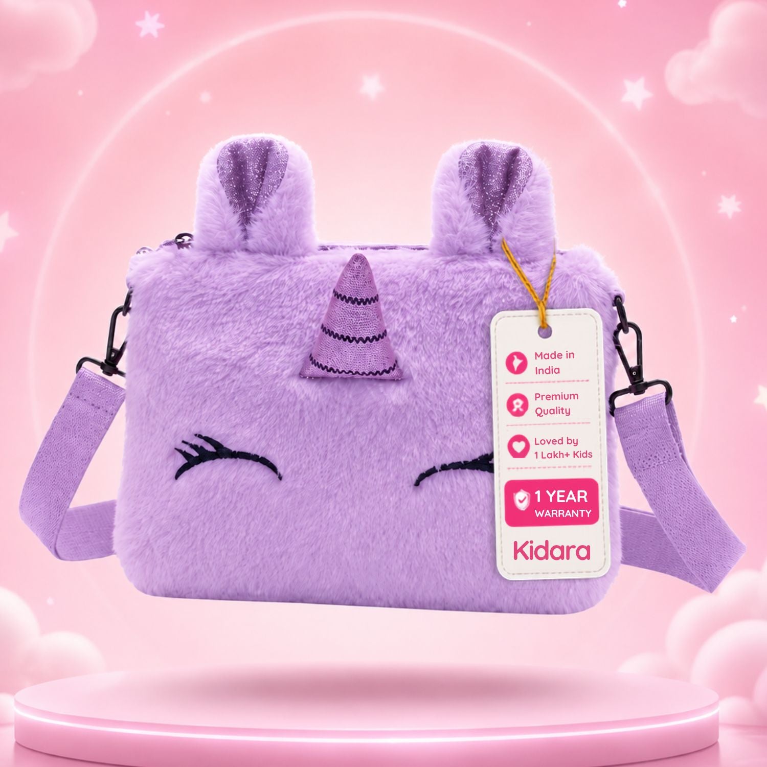 Kidara Unicorn Fur Sling Bag for Kids