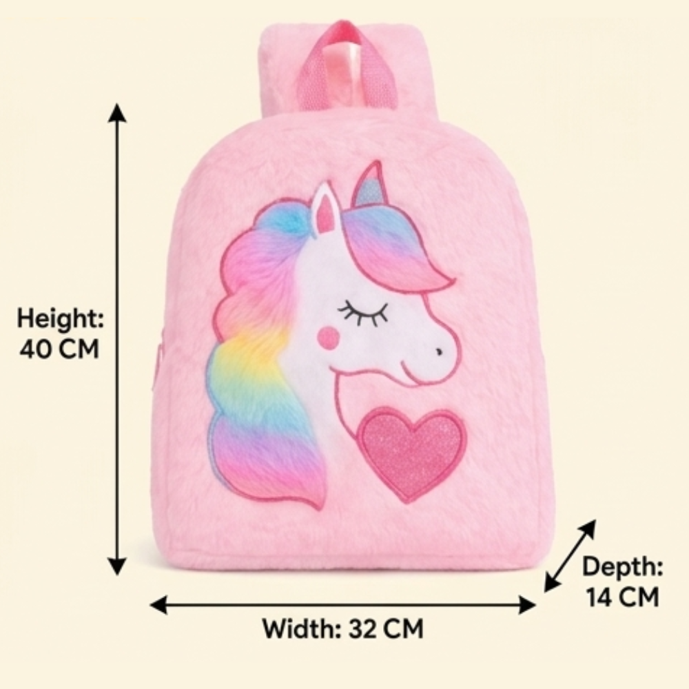Kidara Plush Unicorn Kids Fur Plush Backpack (Pink)