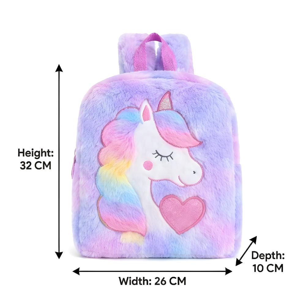 Kidara Plush Unicorn Kids Fur Plush Backpack (Purple)