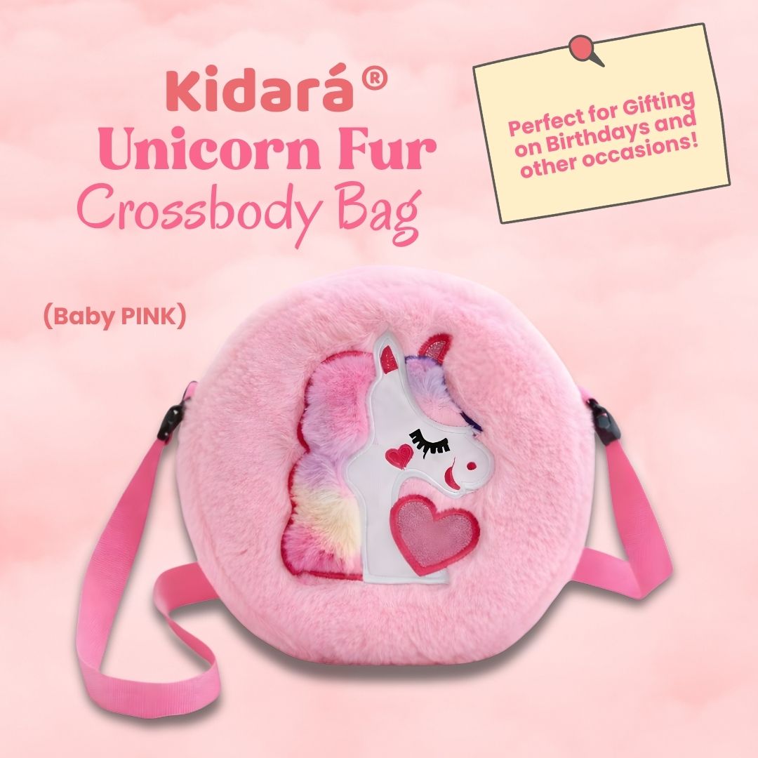 Kidara Unicorn Fur CrossBody Round Bag (Pink)