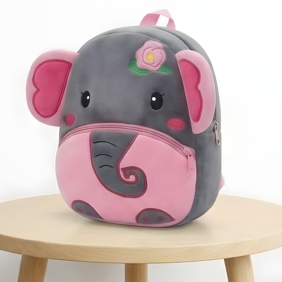 Kidara Elephant Kids Plush Backpack – Light Grey (1–6 Years)