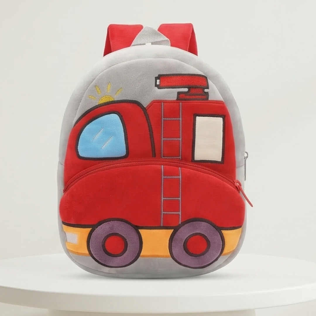 Kidara Fire Truck School Backpack for Toddlers (2-5 Years) – Plush 3D Rescue Vehicle Bag