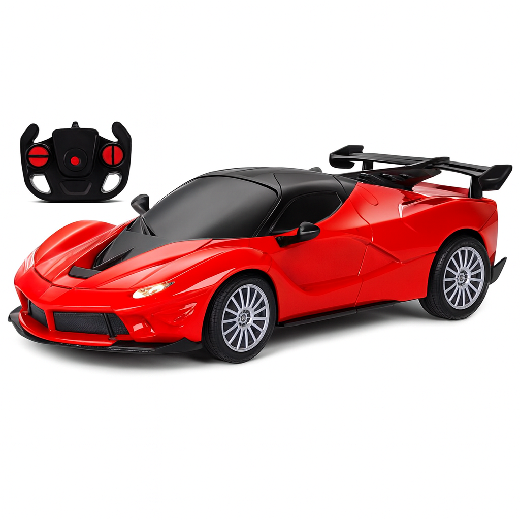 Kidara High-Speed Rechargeable Ferrari Style RC Car with Working Headlights – Red