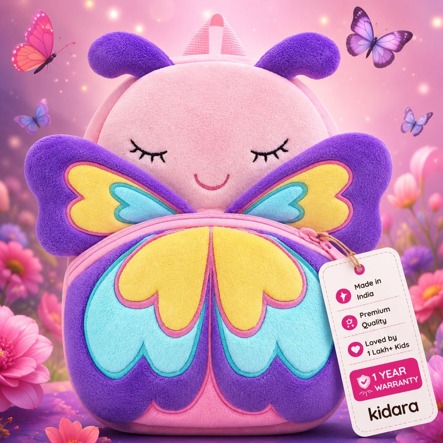 Kidara Magic Wings Butterfly Plush Kids Backpack (Purple)