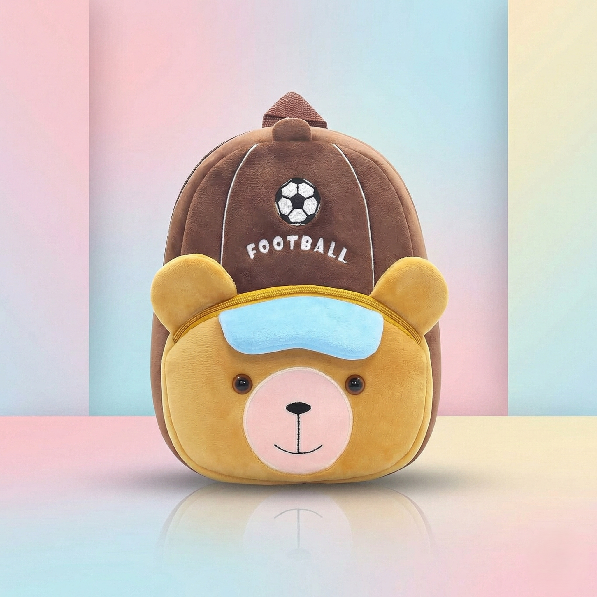 Kidara Football Bear Kids Plush Backpack - Brown