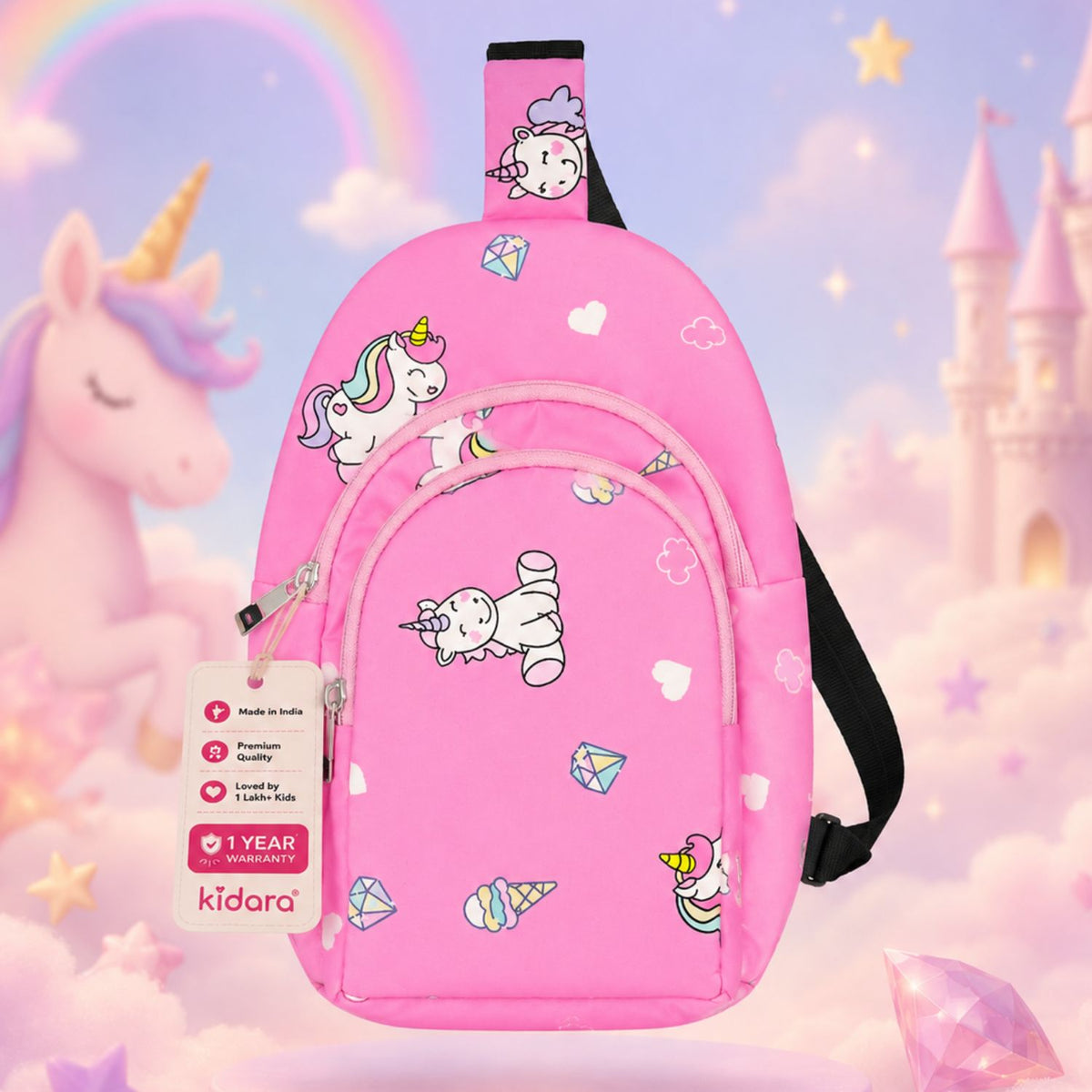 Kidara Unicorn Chest Kids Sling Bag (Pink)