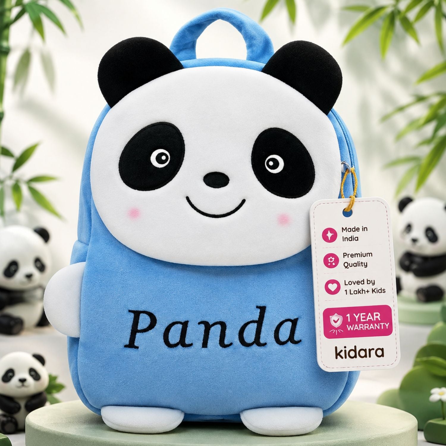 Kidara Happy Panda Plush Kids Backpack (Blue)