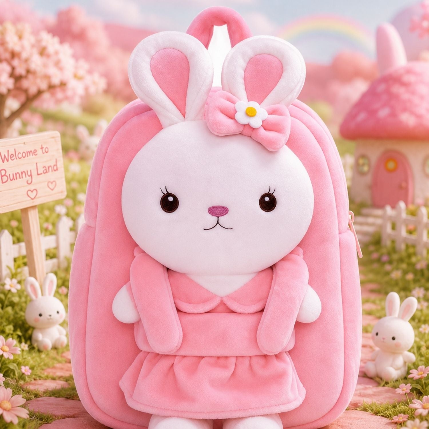 Kidara Bunny Plush Kids Backpack (Pink)