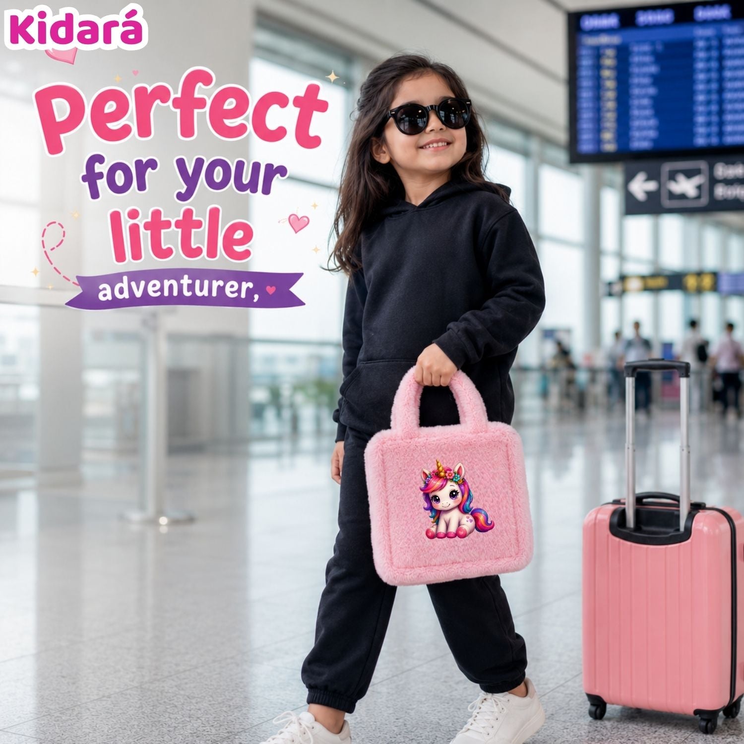 Kidara Fluffy Unicorn Fur Kids Sling Bag (Pink)