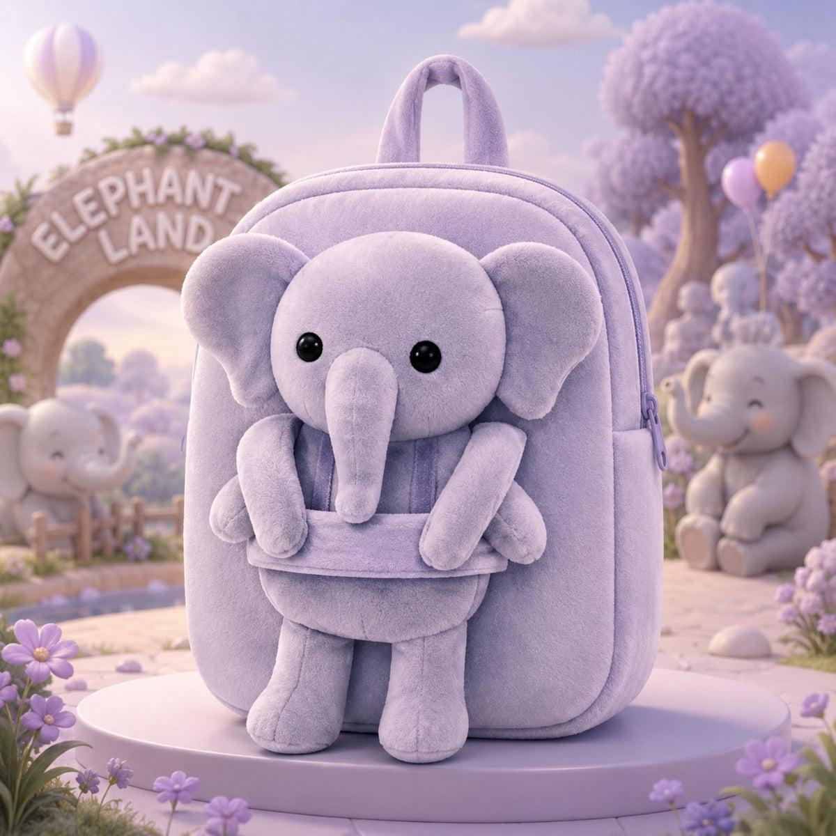 Kidara Detachable Elephant Plush Kids Backpack (Grey)