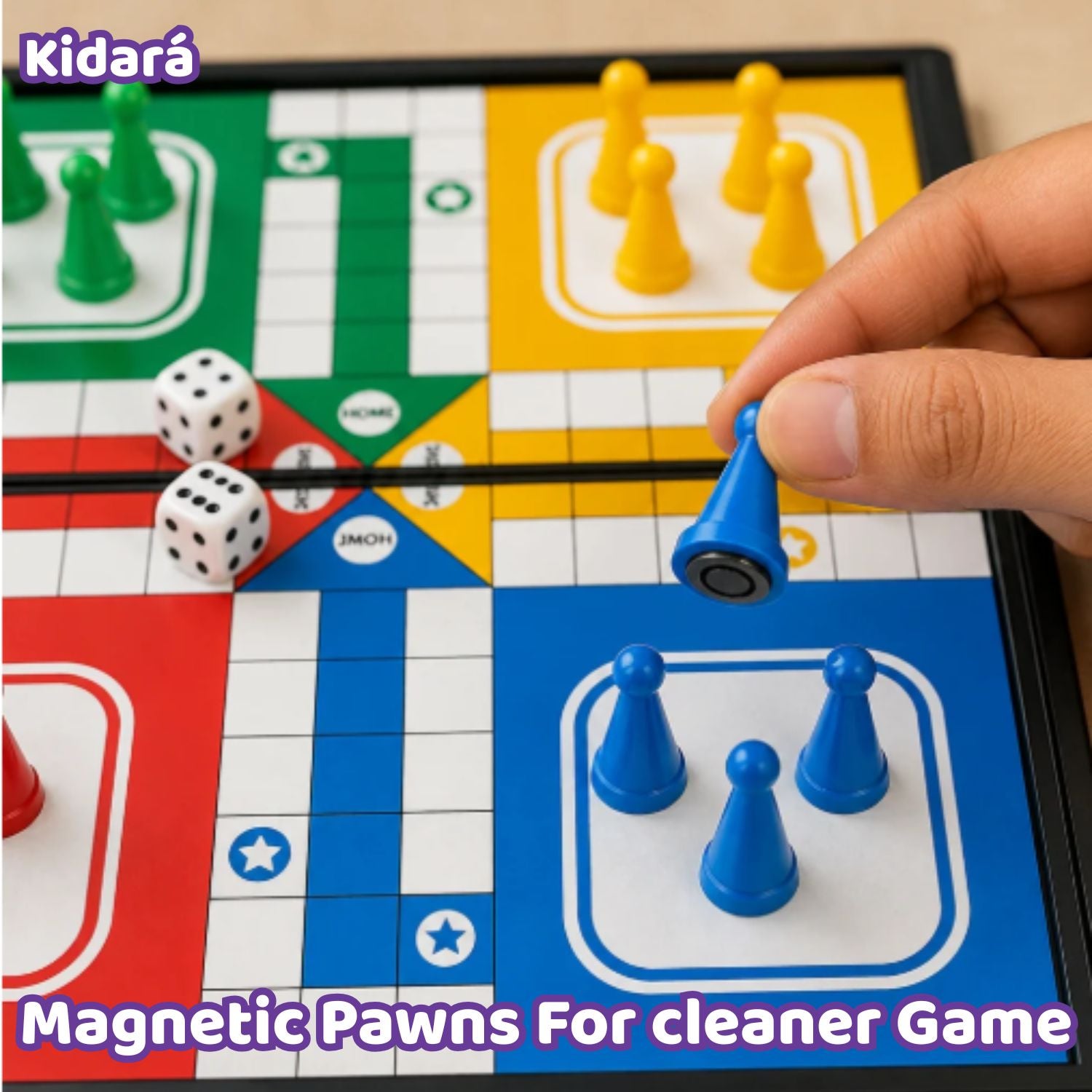 Kidara 3-In-1 Magentic Ludo, Snake N Ladder , Cricket Board Game for Kids