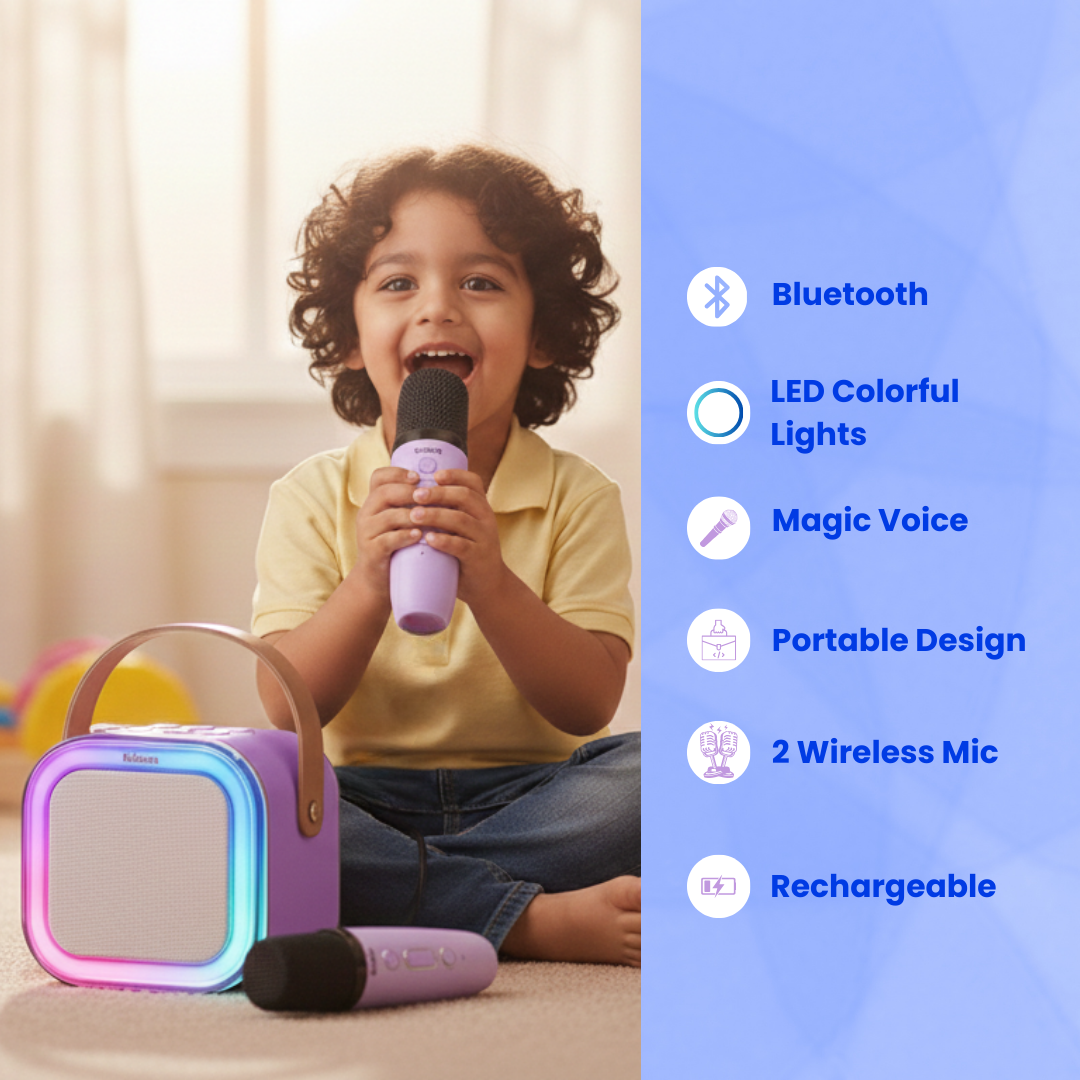 Karaoke Speaker with Two Wireless Mics | Ages 3+ (Purple)