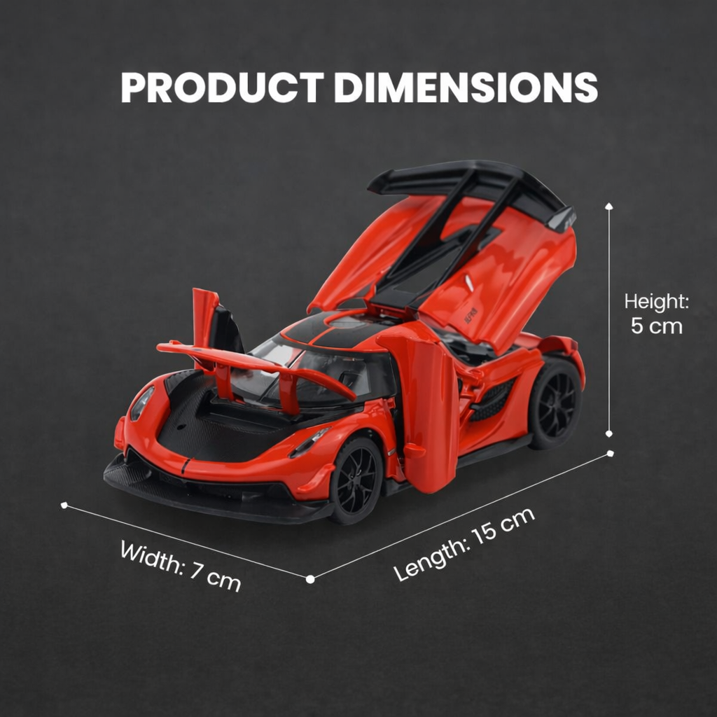 Kidara Koenigseg Model Car 1:32 Exclusive Alloy Metal Pull Back Die-cast Car | Die-cast Metal Pullback Toy car with Openable Doors & Light Music (RED)