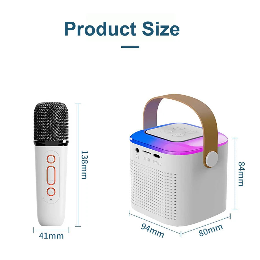 Square Karaoke Bluetooth Mic & Speaker with Lights | Wireless, Rechargeable, Portable | Ages 3+ (Multicolor)