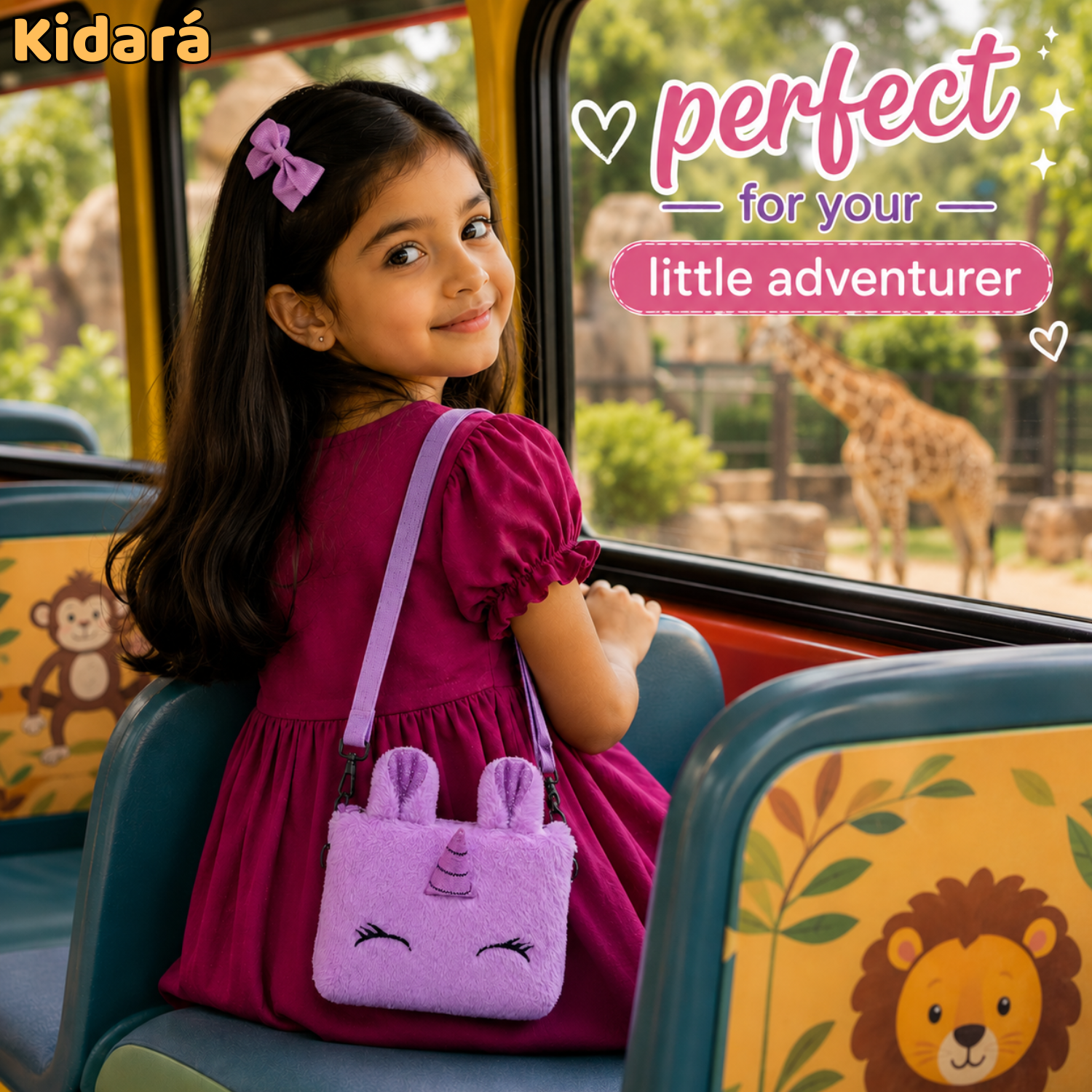 Kidara Unicorn Fur Sling Bag for Kids