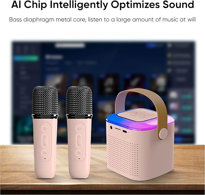 Sing Square Karaoke Speaker with 2 Mics (Bluetooth) | Rechargeable/Portable | Ages 3-9+ (Multicolor)