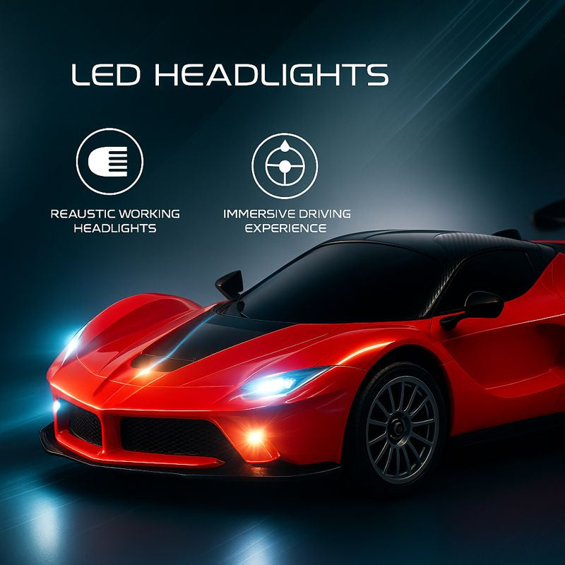 Kidara High-Speed Rechargeable Ferrari Style RC Car with Working Headlights – Red