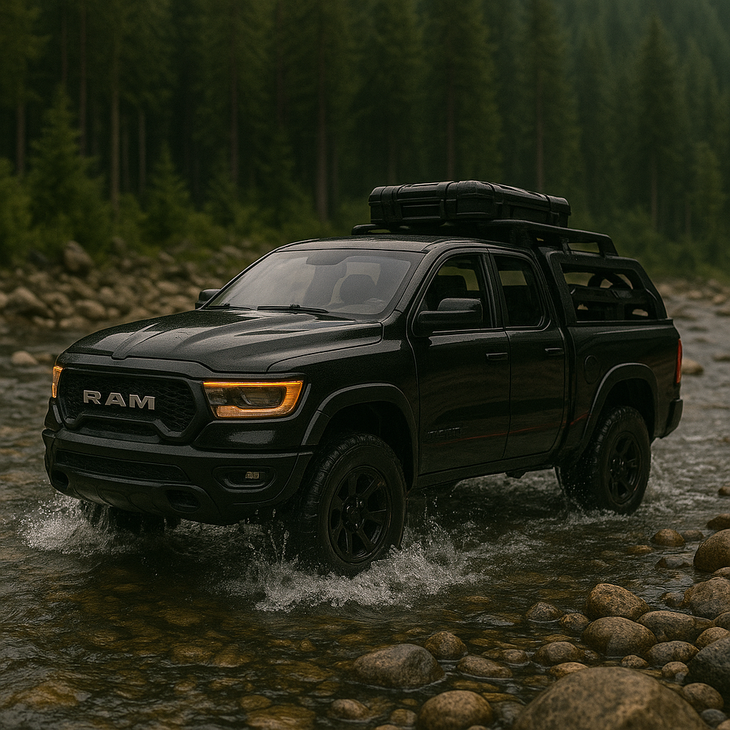 RAM Mammoth 1:32 Die-Cast Pull-Back Model Car with Lights & Sound (Black)