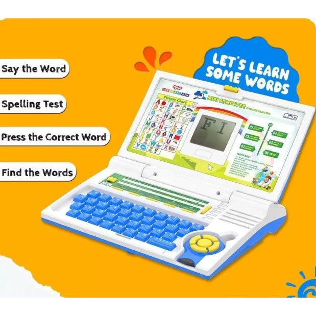 Educational Laptop Computer Toy with Mouse | 20 Fun Activity Learning | Letters, Words, Games, Mathematics | Ages 2-5 (Blue)
