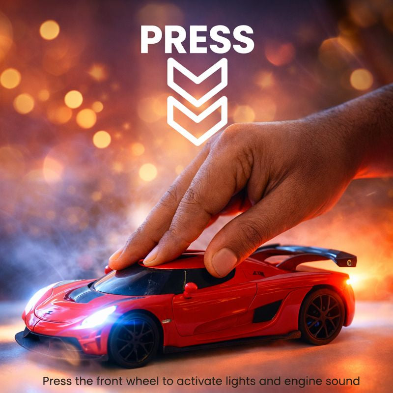 Kidara Koenigseg Model Car 1:32 Exclusive Alloy Metal Pull Back Die-cast Car | Die-cast Metal Pullback Toy car with Openable Doors & Light Music (RED)