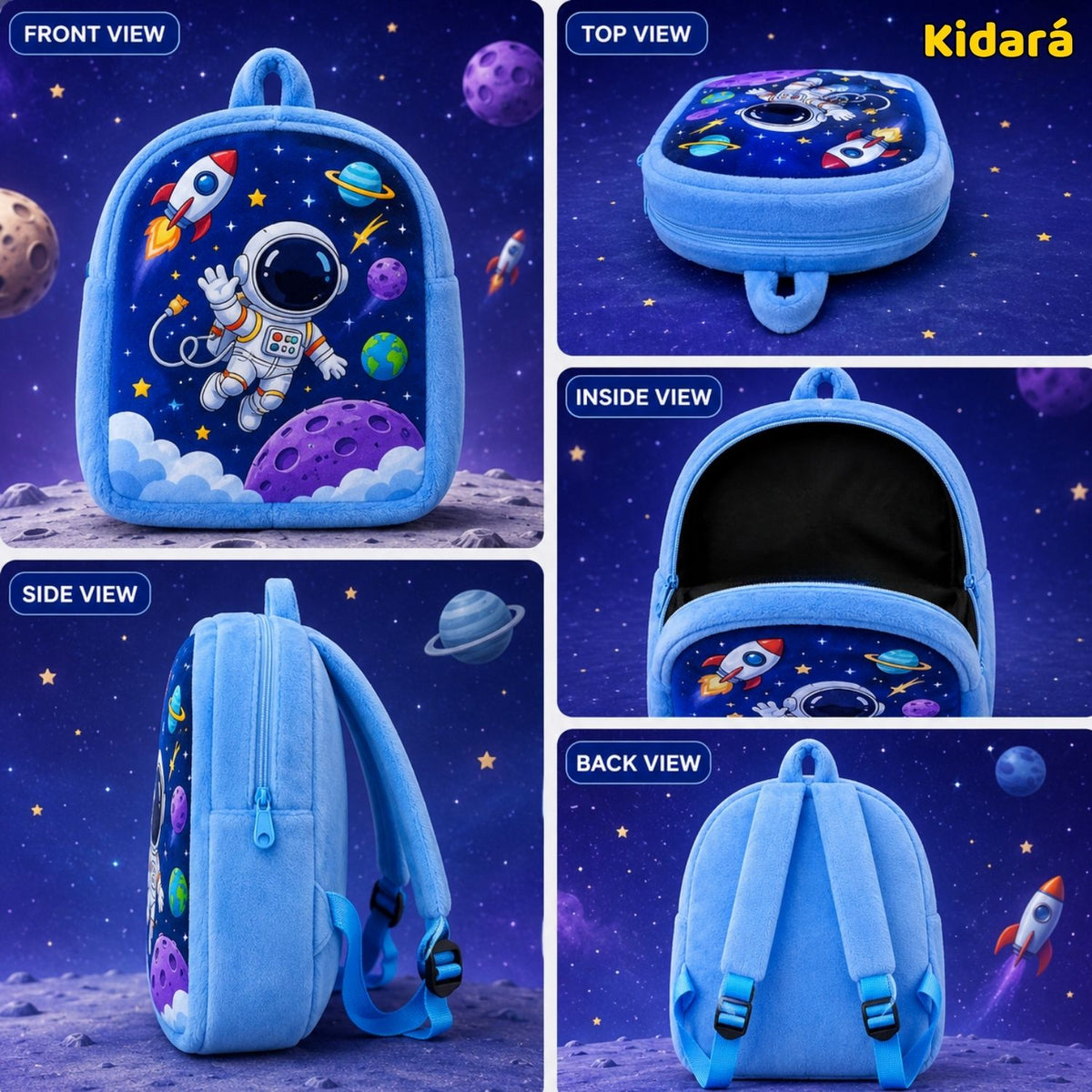 Kidara Astronaut Plush Plush Kids Backpack (Blue)