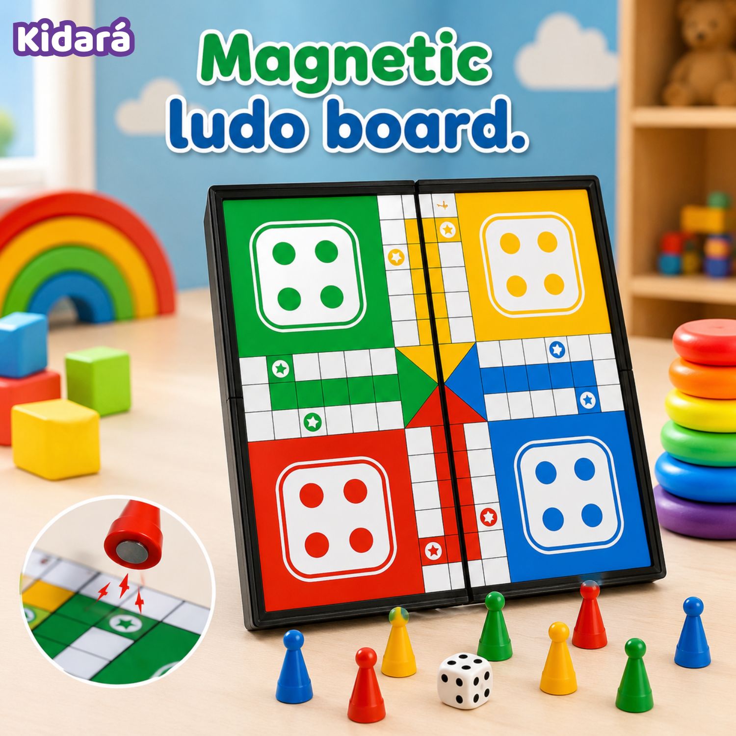 Kidara Magnetic Ludo Game Board For Kids ( 5+ Years of Age )