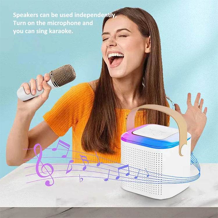 Square Karaoke Bluetooth Mic & Speaker with Lights | Wireless, Rechargeable, Portable | Ages 3+ (Multicolor)