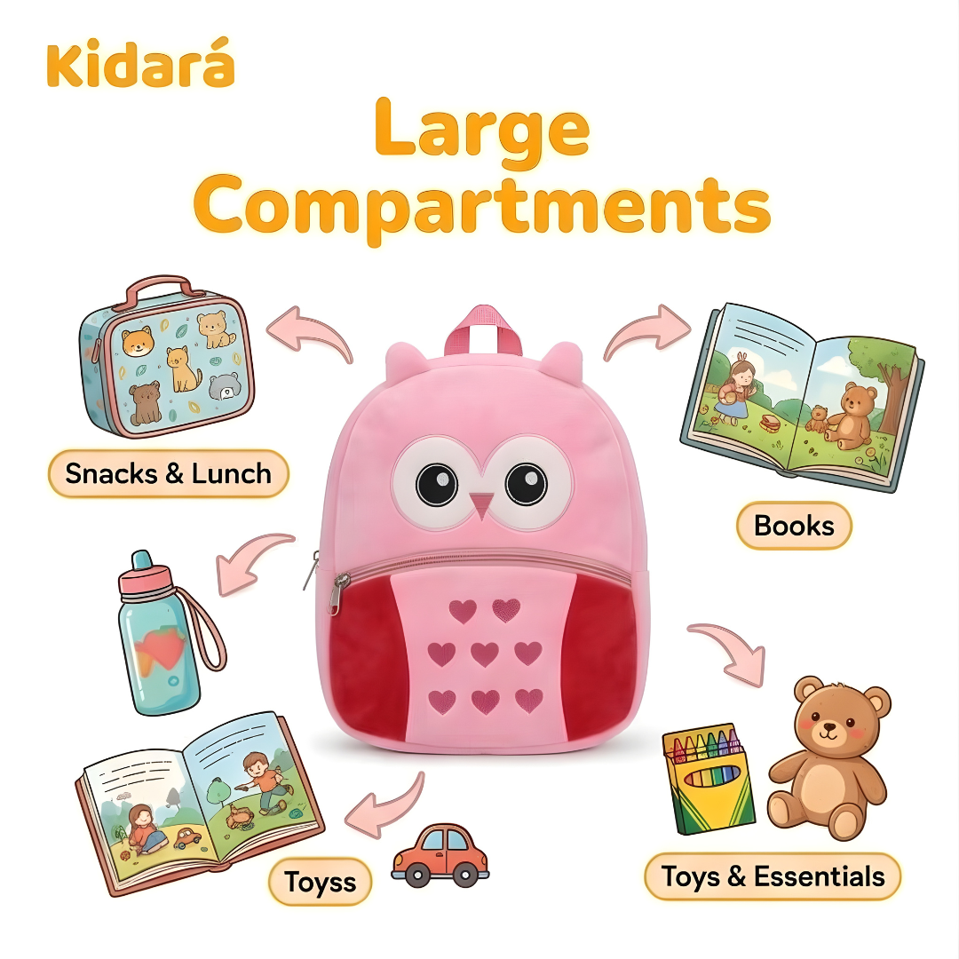 Kidara Preschool Owl Plush Backpack – Small (1–5 Years)