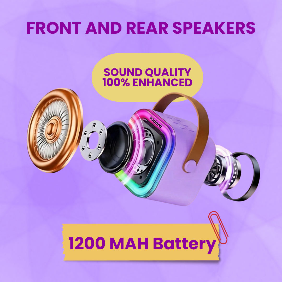 Karaoke Speaker with Two Wireless Mics | Ages 3+ (Purple)