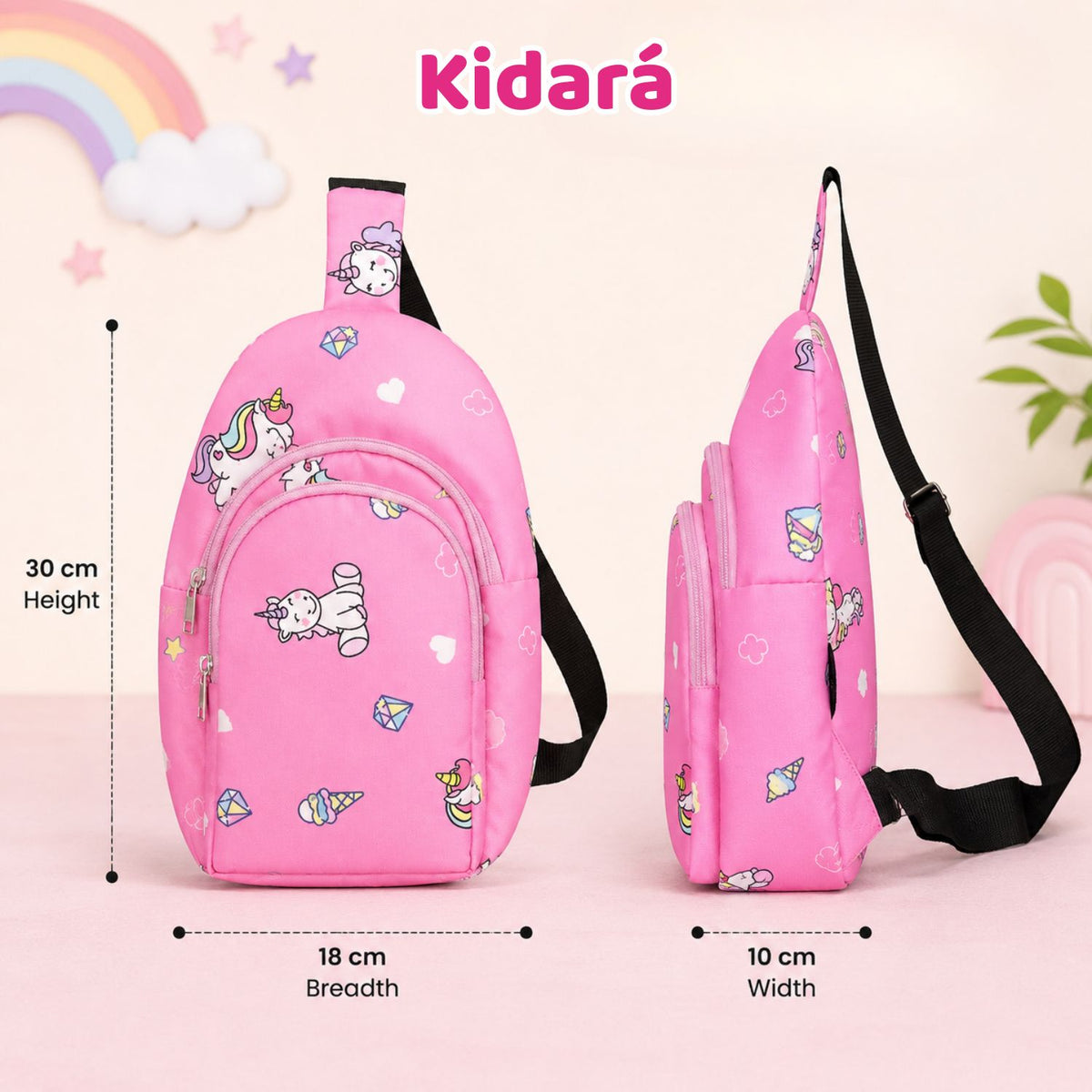 Kidara Unicorn Chest Kids Sling Bag (Pink)
