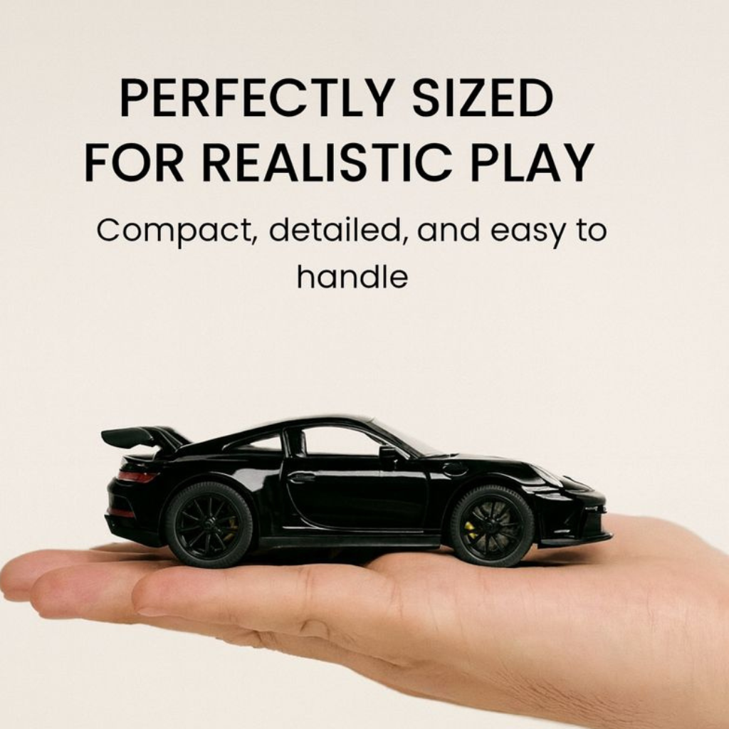 Kidara Exclusive Alloy Metal Pull Back Die-cast Car | Die-cast Metal Pullback Toy car with Openable Doors & Light Music (Black)