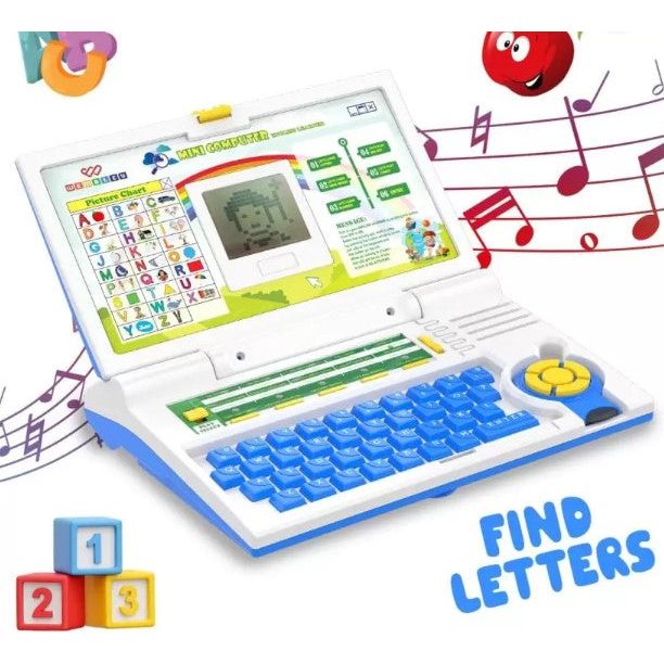 Educational Laptop Computer Toy with Mouse | 20 Fun Activity Learning | Letters, Words, Games, Mathematics | Ages 2-5 (Blue)