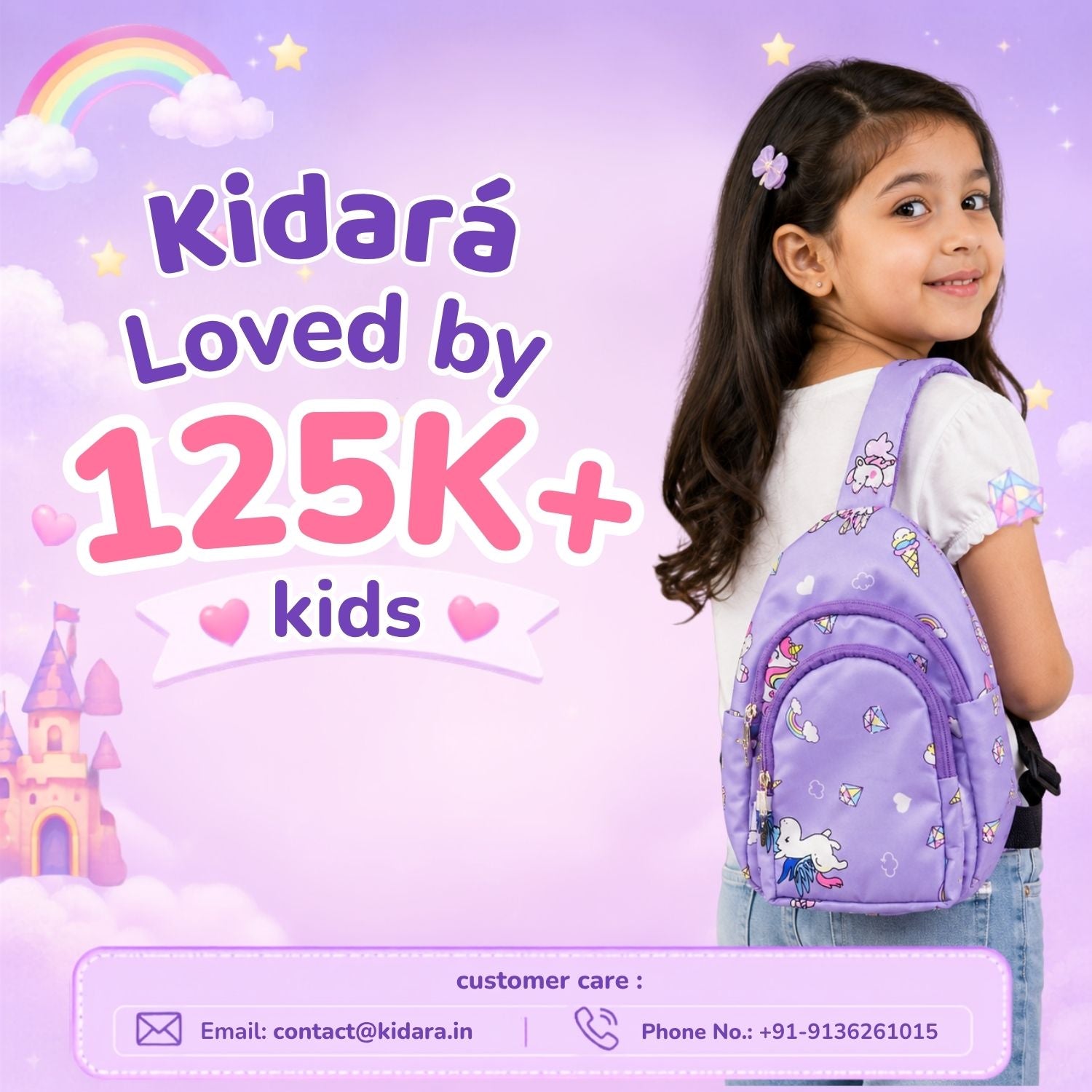 Kidara Unicorn Chest Kids Sling Bag (Purple)