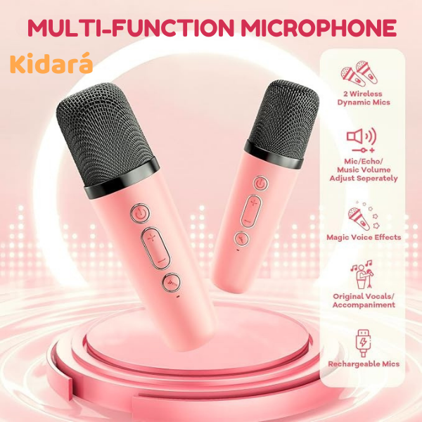 SingStar Karaoke Speaker with Two Wireless Mics for Kids | Ages 4-10+ (Pink)