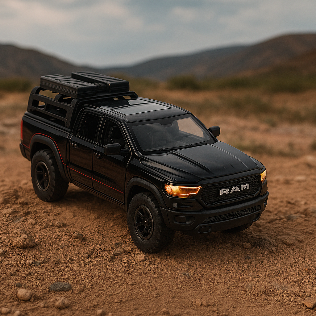 RAM Mammoth 1:32 Die-Cast Pull-Back Model Car with Lights & Sound (Black)