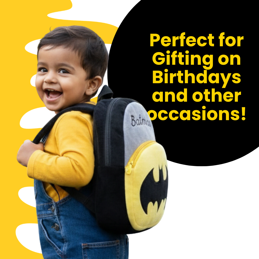 Kidara Batman Plush Backpack - Grey & Yellow
