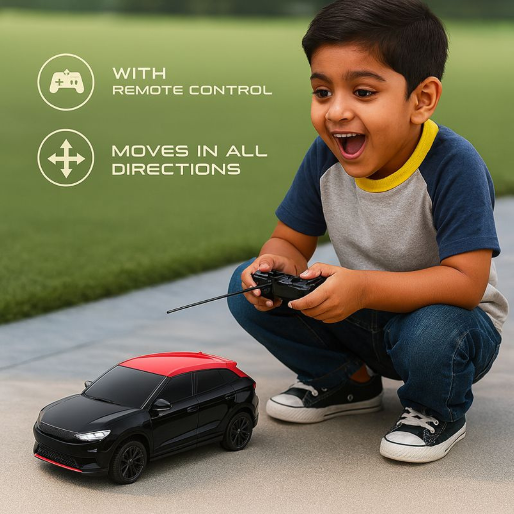 Kidara Rechargeable RC Car 1:24 | High-Speed Remote Control Racing Car for Kids (Black & Red)