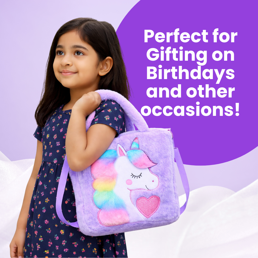 π Kidara Unicorn Toddler Bag | Cute Crossbody Sling Bag for Kids (Purple)