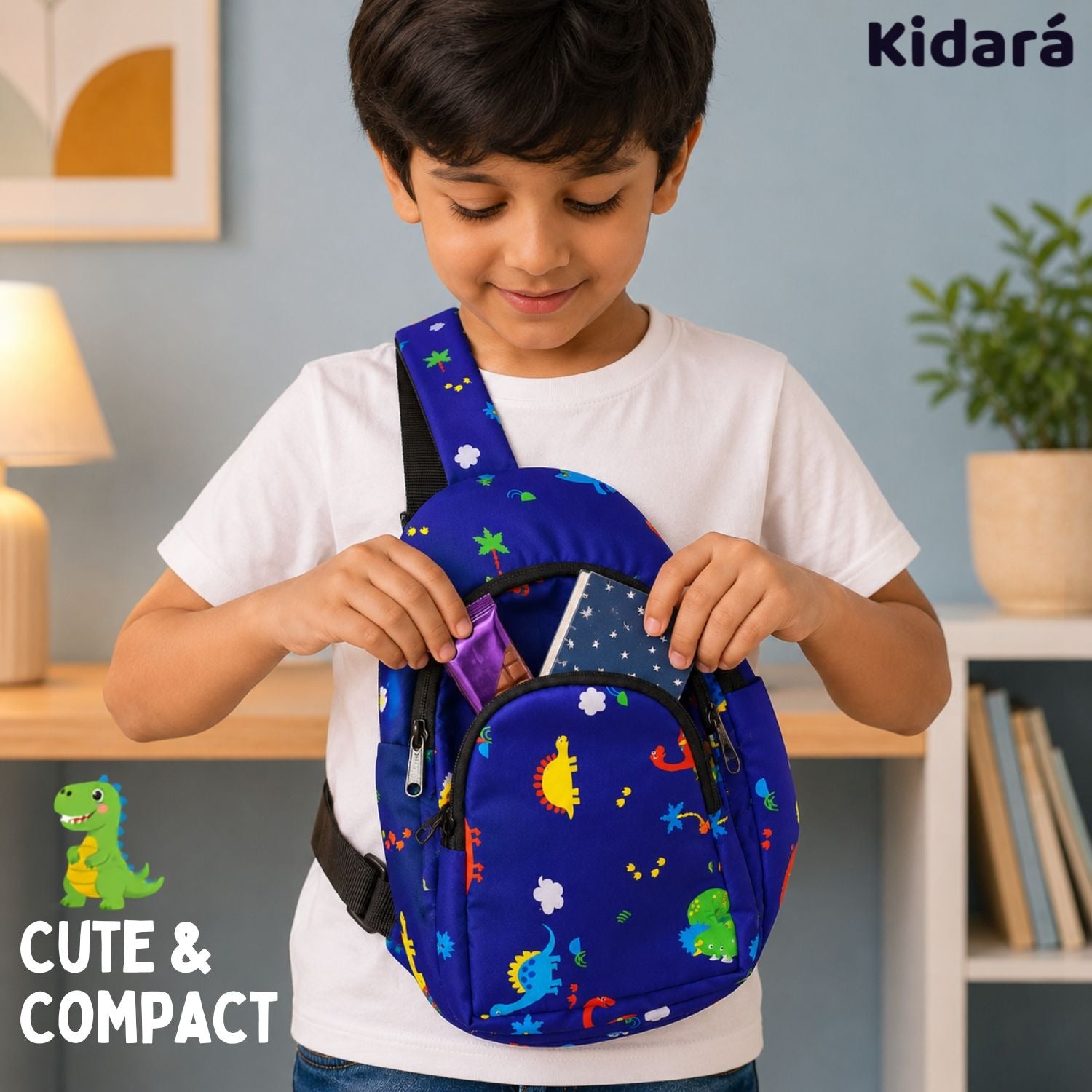 Kidara Dinosaur Chest Kids Sling Bag (Blue)